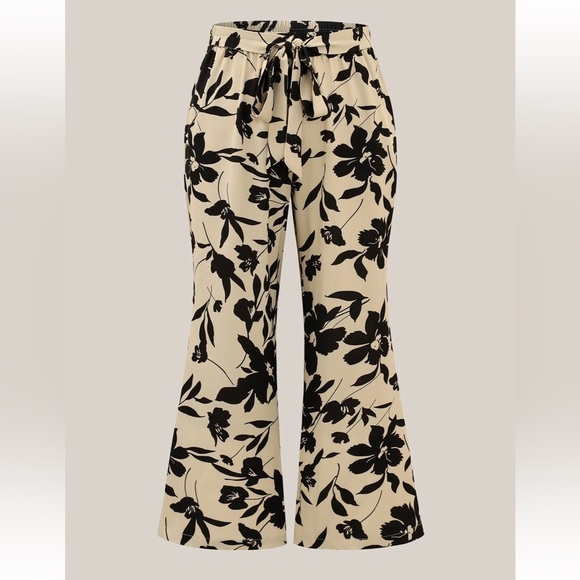 BloomChic Plus Size 4XL Silhouette Floral Print Ties Side Seam Pocket Pants us26 - Picture 5 of 6